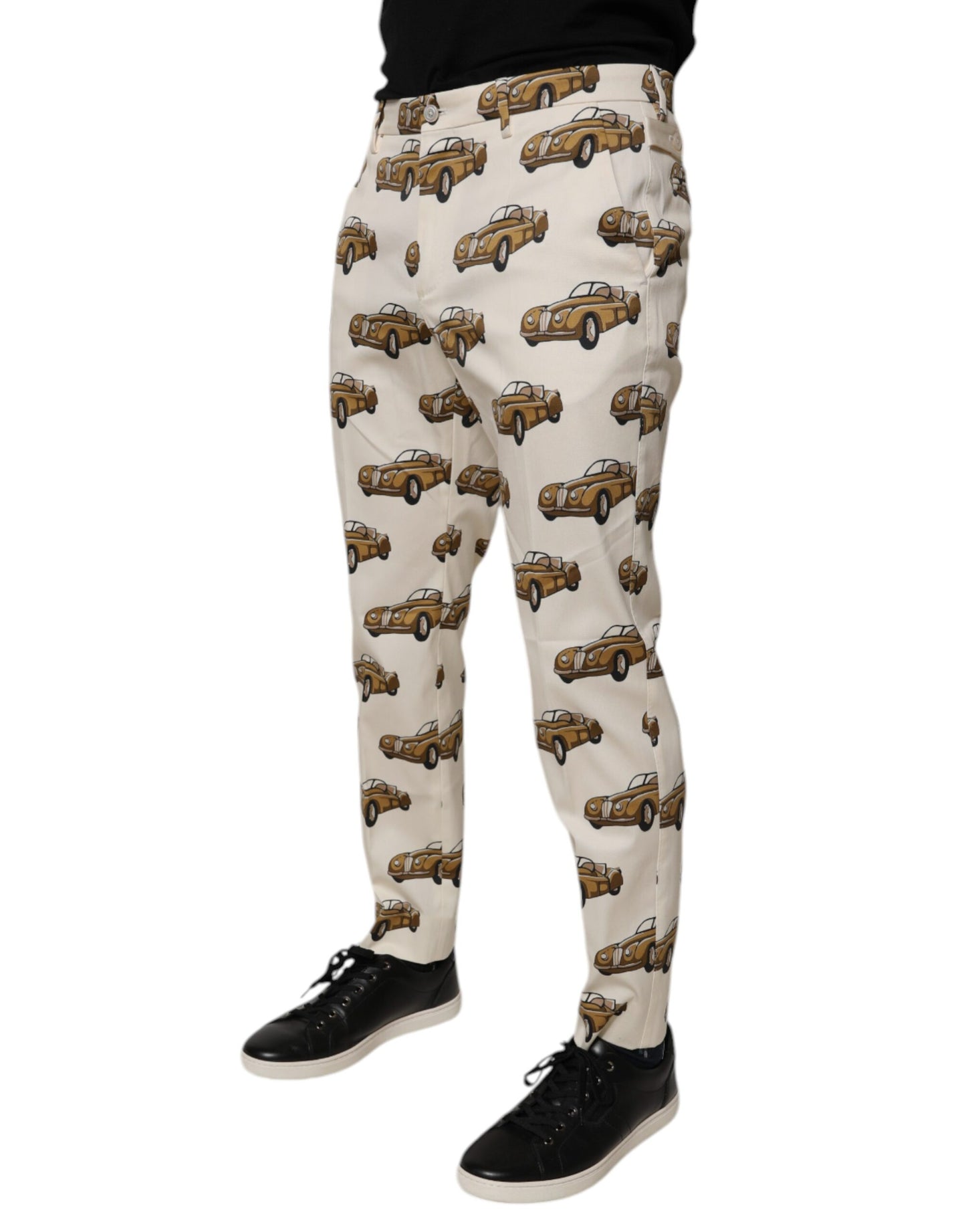 Dolce &amp; Gabbana Off White Cars Cotton Skinny Men Denim Jeans