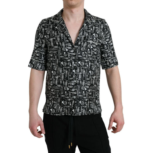 Dolce &amp; Gabbana Schwarzes Seiden-T-Shirt