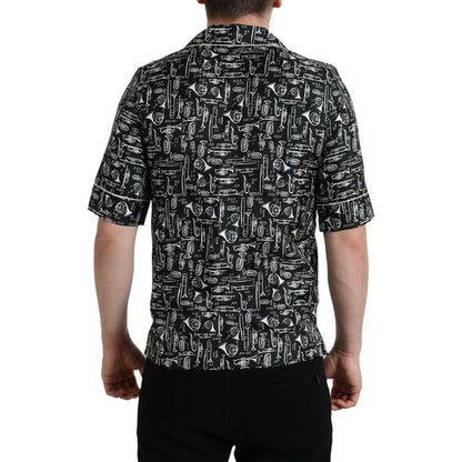 Dolce &amp; Gabbana Schwarzes Seiden-T-Shirt