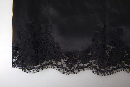 Dolce &amp; Gabbana Nachtwäsche aus schwarzer Spitze und Seide, Camisole-Oberteil