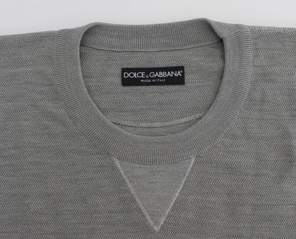 Dolce &amp; Gabbana Grauer Pullover mit Rundhalsausschnitt aus Seide