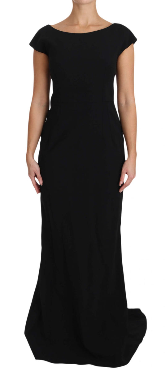 Dolce &amp; Gabbana Schwarzes Maxikleid mit ausgestelltem Schnitt und Stretch