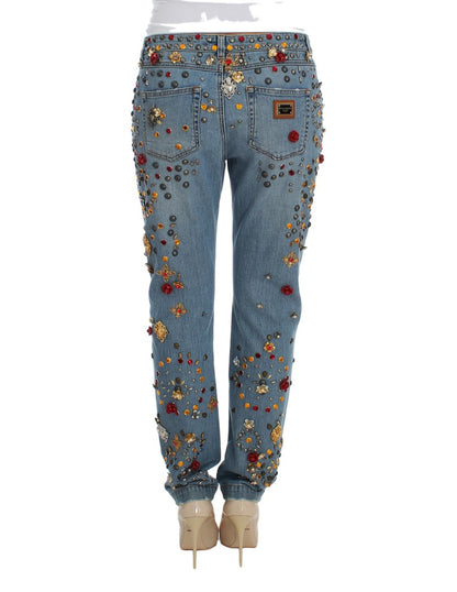 Dolce &amp; Gabbana – Jeans mit Kristallrosen und Herzverzierung