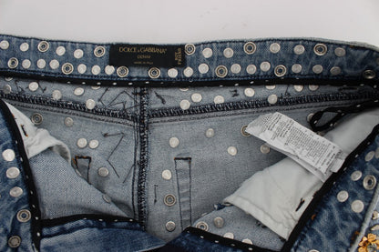 Dolce &amp; Gabbana – Jeans mit Kristallrosen und Herzverzierung