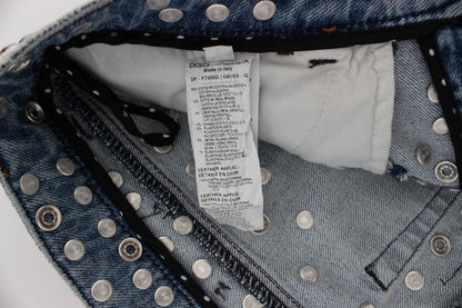 Dolce &amp; Gabbana – Jeans mit Kristallrosen und Herzverzierung