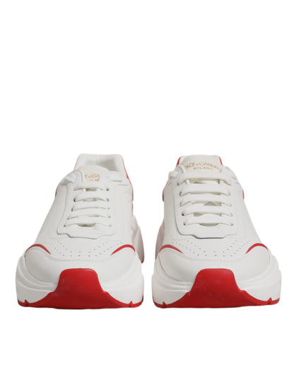 Dolce &amp; Gabbana Weiß Rot Leder Daymaster Männer Sneakers Schuhe