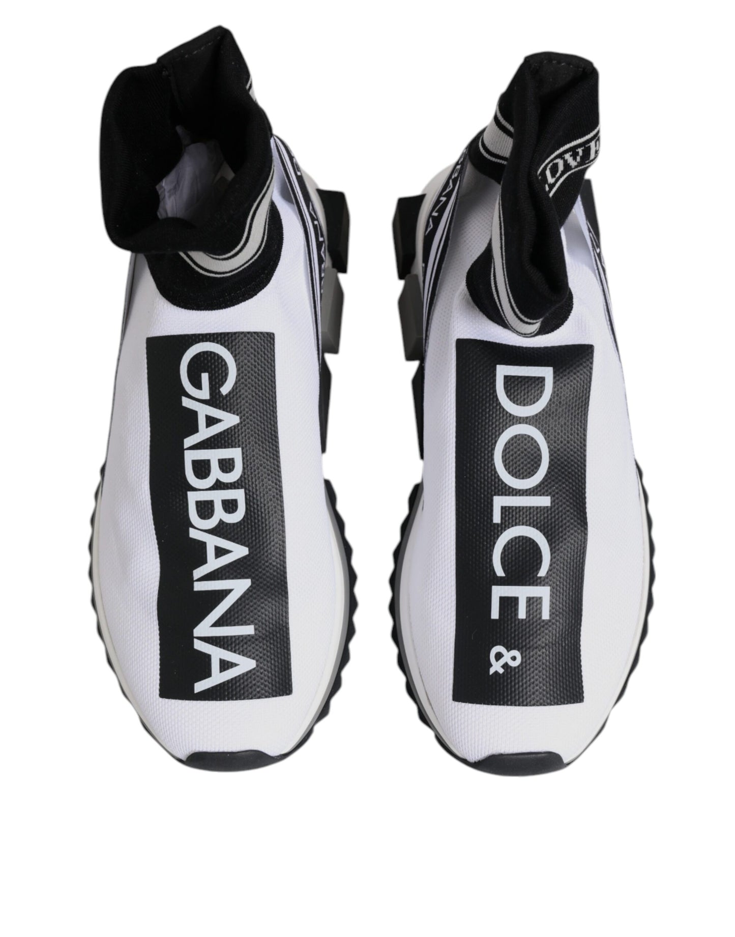 Dolce &amp; Gabbana Weiß Schwarz Sorrento Socken Sneakers Schuhe