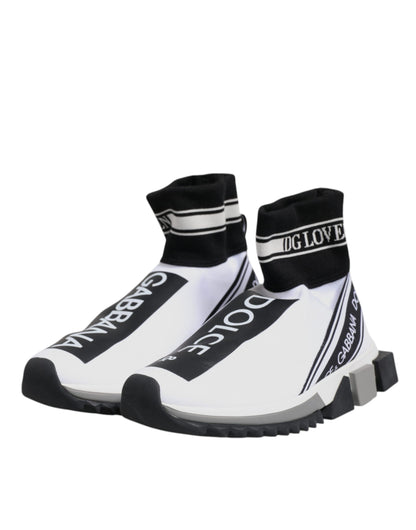 Dolce &amp; Gabbana Weiß Schwarz Sorrento Socken Sneakers Schuhe