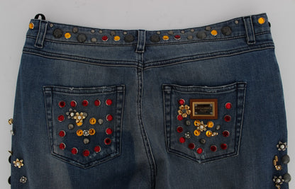 Dolce &amp; Gabbana – Jeans mit Kristallrosen und Herzverzierung