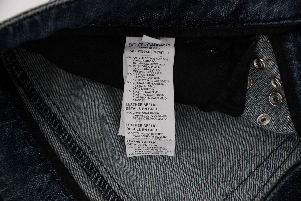 Dolce &amp; Gabbana – Jeans mit Kristallrosen und Herzverzierung