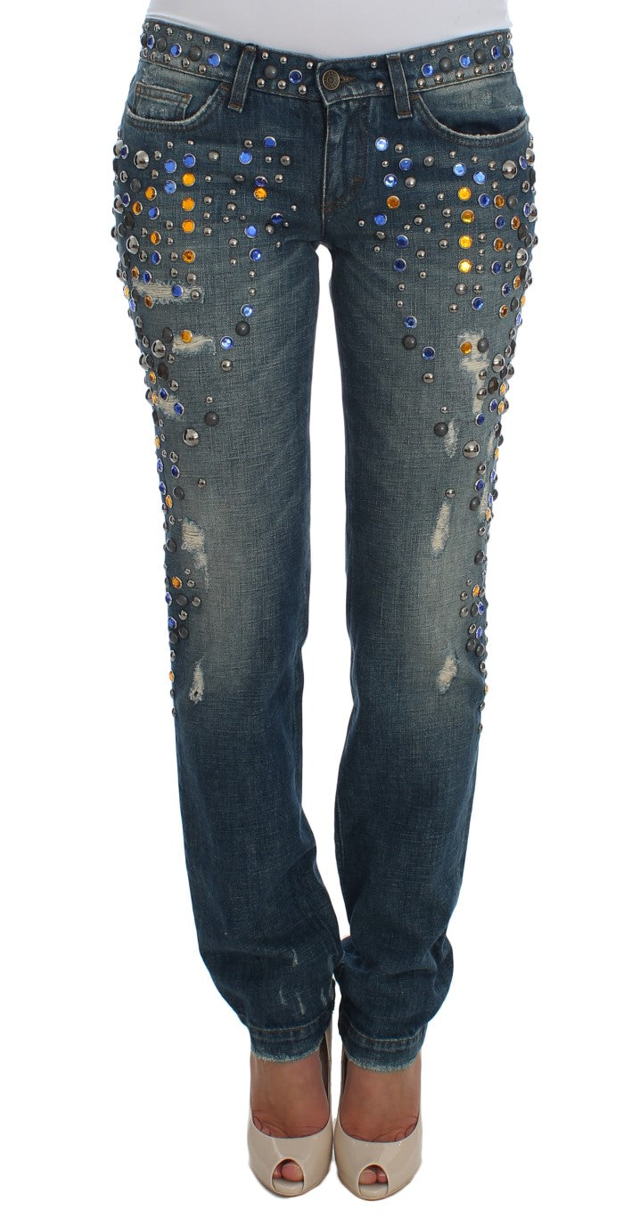Dolce &amp; Gabbana – GIRLY – Slim-Fit-Jeans mit Kristallverzierung