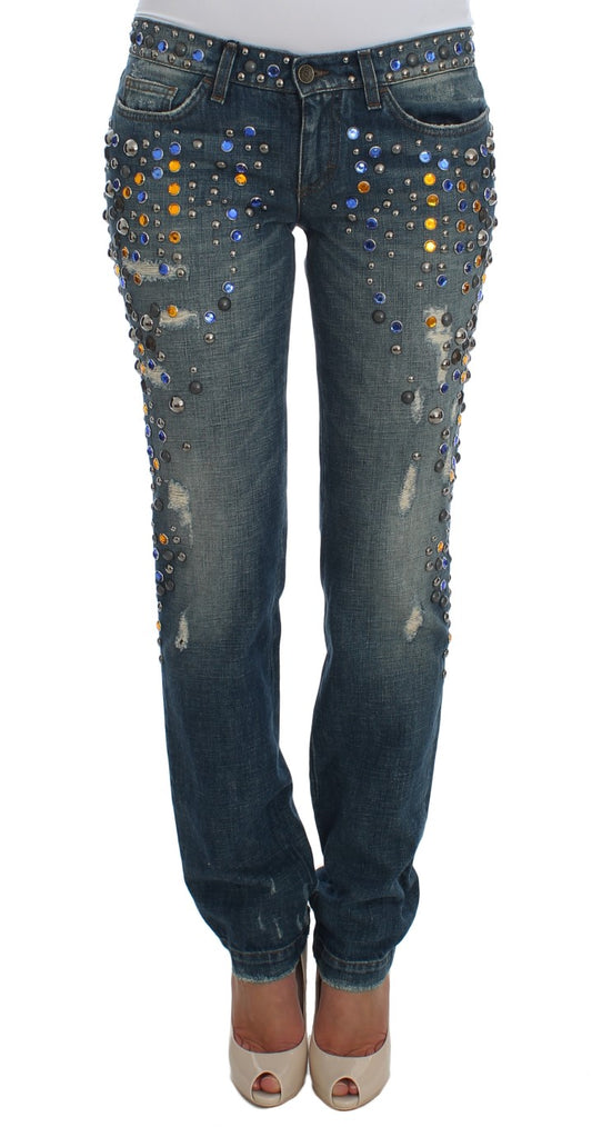 Dolce &amp; Gabbana – GIRLY – Slim-Fit-Jeans mit Kristallverzierung
