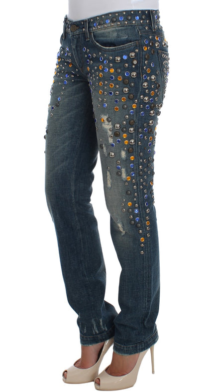 Dolce &amp; Gabbana – GIRLY – Slim-Fit-Jeans mit Kristallverzierung