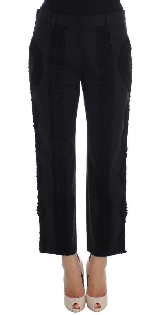 Dolce &amp; Gabbana – Caprihose „Torero“ aus schwarzem Baumwollstretch