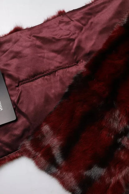 Dolce &amp; Gabbana – Schal mit Pelz-Streifen in Schwarz und Rot