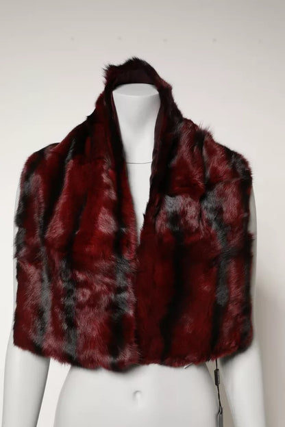 Dolce &amp; Gabbana – Schal mit Pelz-Streifen in Schwarz und Rot