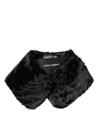Dolce &amp; Gabbana Damen-Halswickelschal mit schwarzem Lammfellkragen