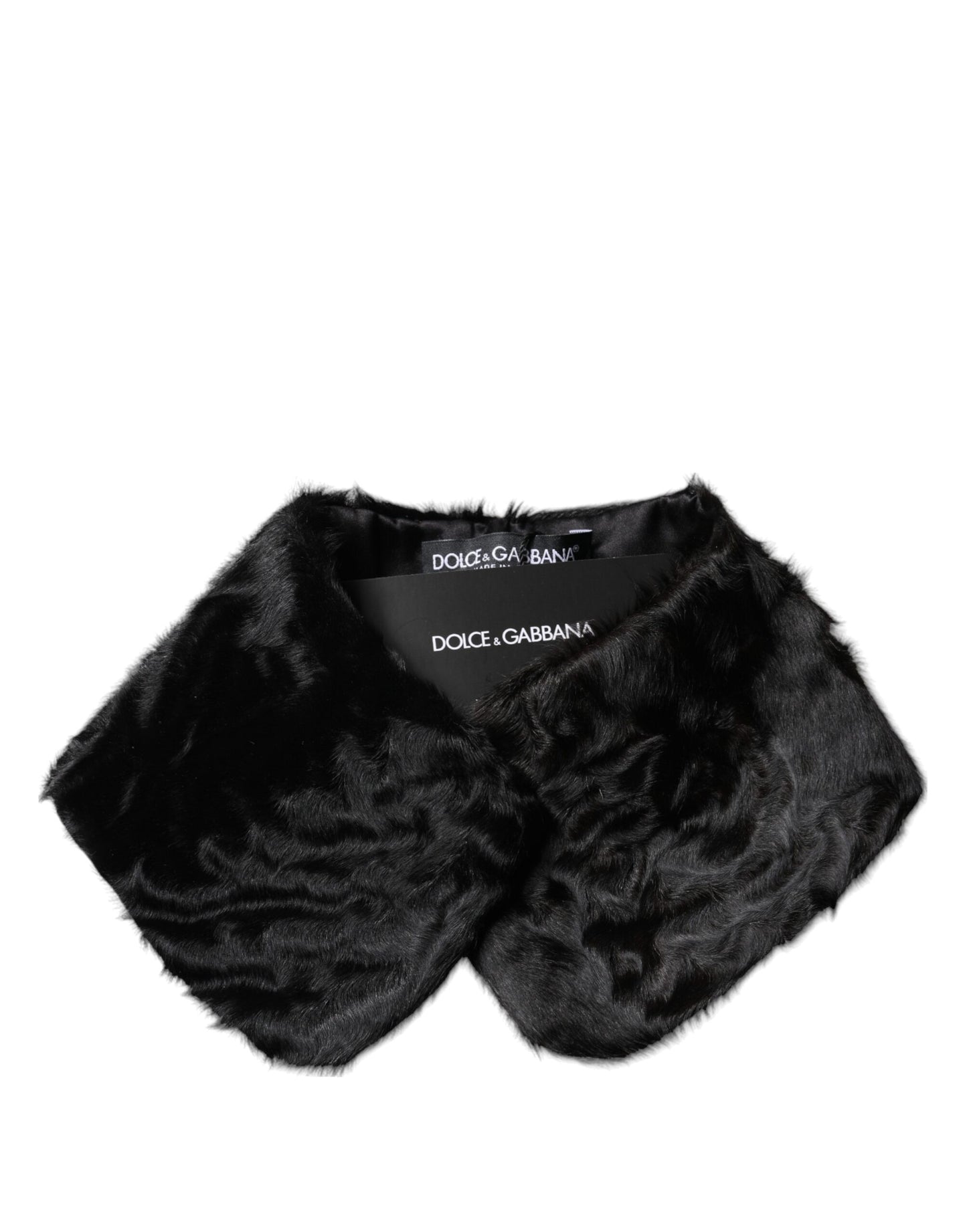 Dolce &amp; Gabbana Damen-Halswickelschal mit schwarzem Lammfellkragen