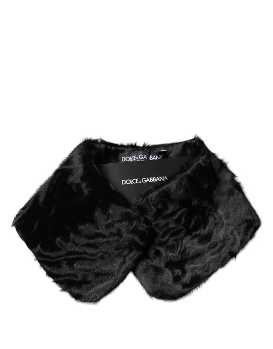 Dolce &amp; Gabbana Damen-Halswickelschal mit schwarzem Lammfellkragen