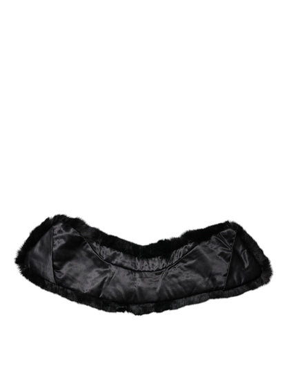 Dolce &amp; Gabbana Damen-Halswickelschal mit schwarzem Lammfellkragen