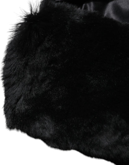 Dolce &amp; Gabbana Damen-Halswickelschal mit schwarzem Lammfellkragen