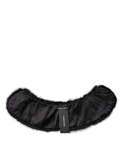 Dolce &amp; Gabbana Schwarzer Pelzschal Halswickel-Kragenschal