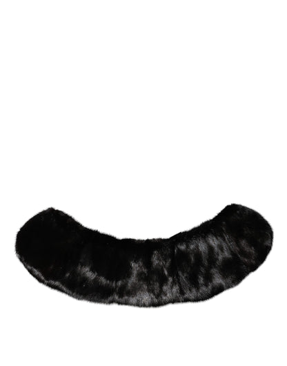 Dolce &amp; Gabbana Schwarzer Pelzschal Halswickel-Kragenschal