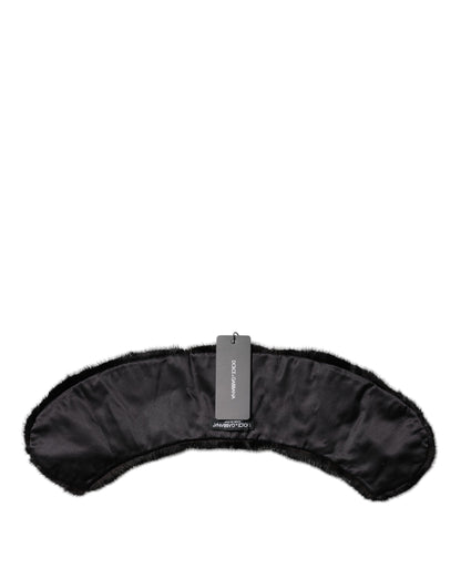 Dolce &amp; Gabbana Schwarzer Pelzschal Halswickel-Kragenschal