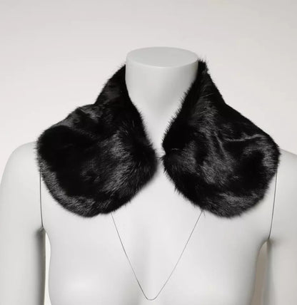Dolce &amp; Gabbana Schwarzer Pelzschal Halswickel-Kragenschal