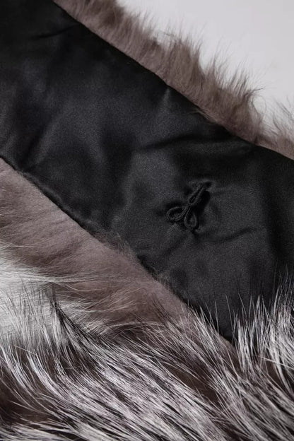 Dolce &amp; Gabbana Grauer Fuchspelz-Halswickelwärmer-Winterschal