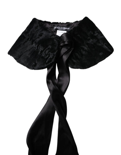 Dolce &amp; Gabbana Schwarzer Lammfell-Halswärmer für Damen, Winterschal