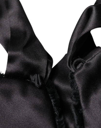 Dolce &amp; Gabbana Schwarzer Lammfell-Halswärmer für Damen, Winterschal