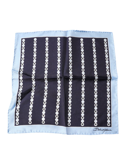 Dolce &amp; Gabbana – Blauer Seidentaschentuch mit Herz-Spade-Muster