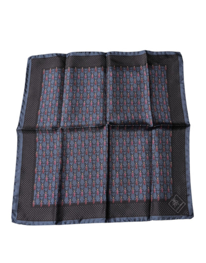 Dolce &amp; Gabbana Dunkelblauer Käfer-Taschentuchschal mit quadratischem Muster