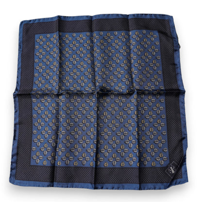 Dolce &amp; Gabbana – Blauer Marienkäfer-Schal aus Seide mit quadratischem Einstecktuch