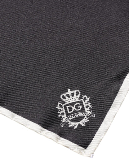 Dolce &amp; Gabbana – Quadratischer Taschentuchschal mit schwarzem Kronenlogo