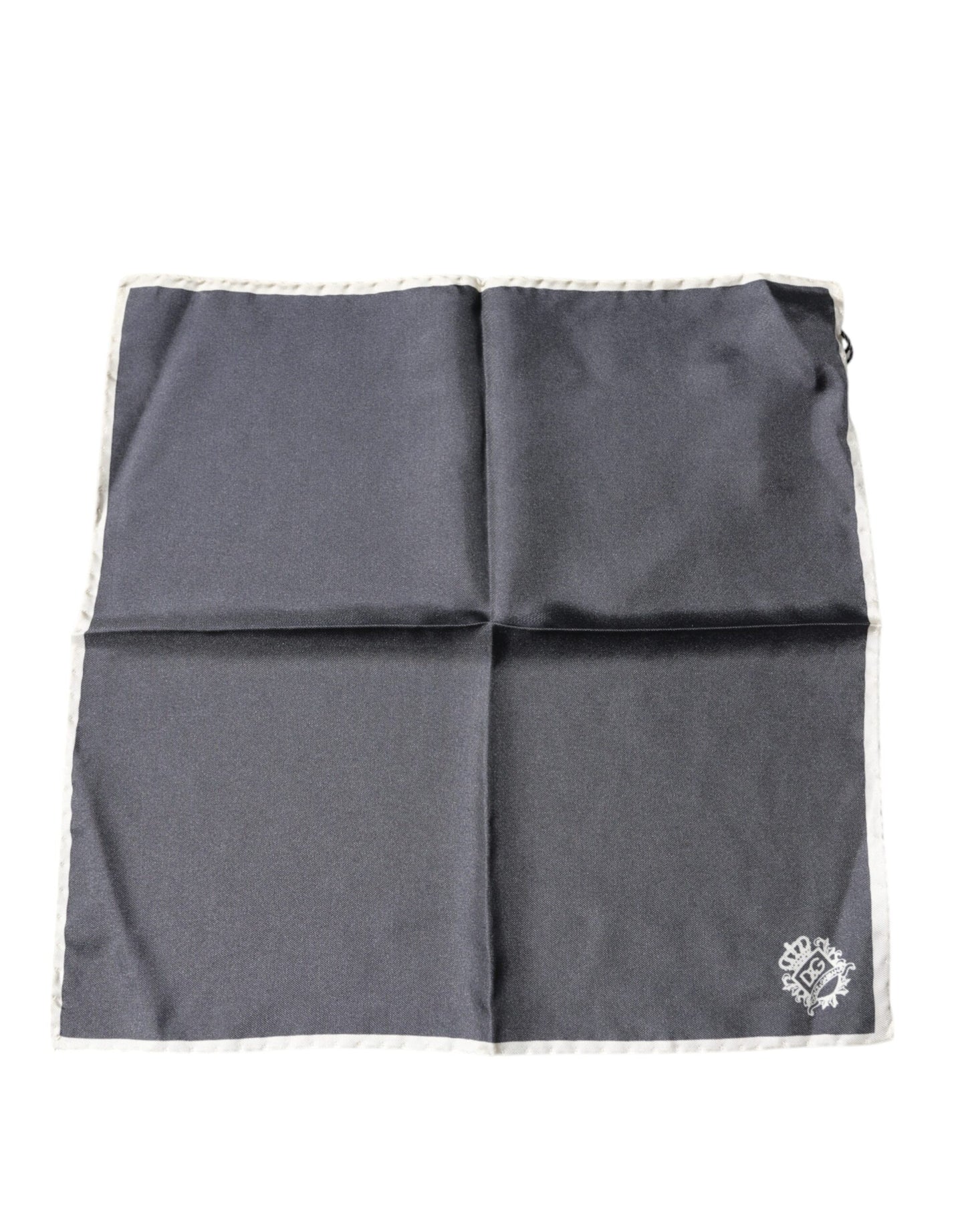 Dolce &amp; Gabbana – Quadratischer Taschentuchschal mit grauem Kronenlogo