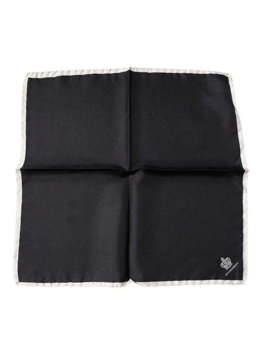 Dolce &amp; Gabbana – Quadratischer Taschentuchschal mit schwarzem Kronenlogo