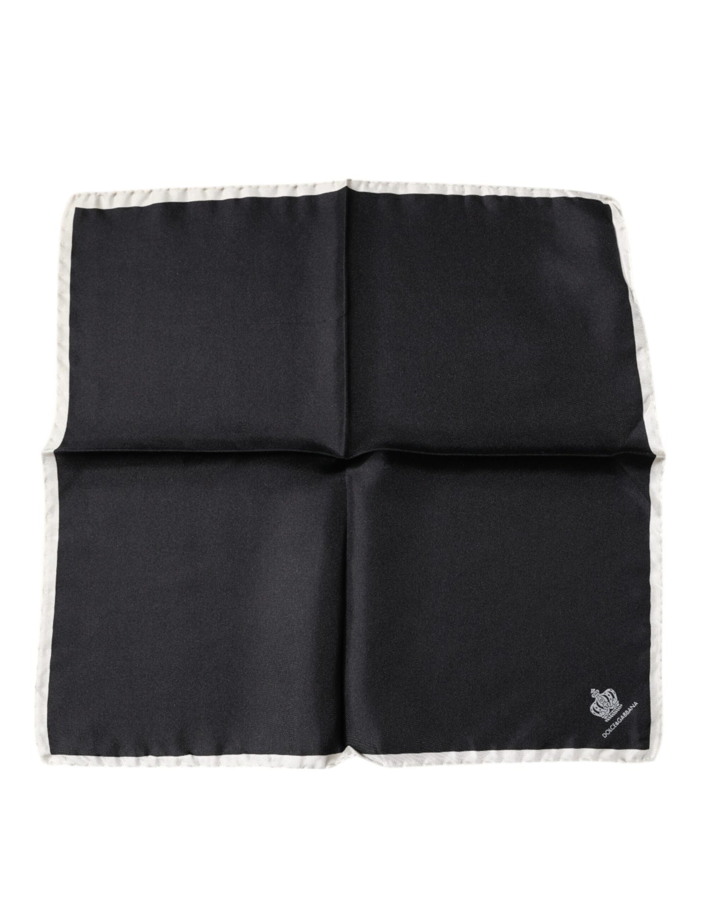 Dolce &amp; Gabbana – Quadratischer Taschentuchschal mit schwarzem Kronenlogo