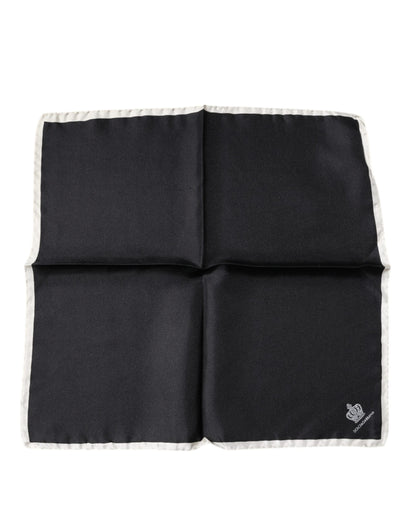 Dolce &amp; Gabbana – Quadratischer Taschentuchschal mit schwarzem Kronenlogo