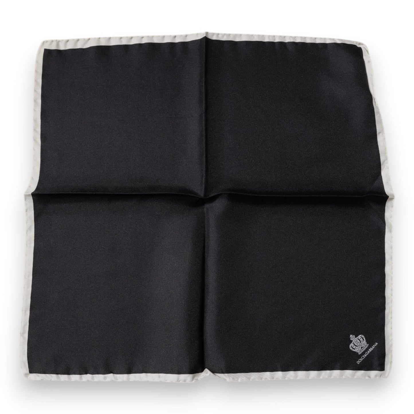 Dolce &amp; Gabbana – Quadratischer Taschentuchschal mit schwarzem Kronenlogo
