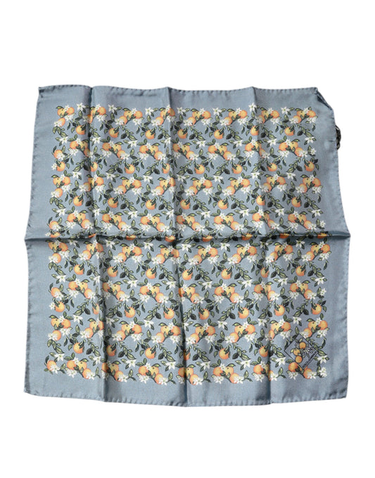 Dolce &amp; Gabbana Grau Orange Seidenquadrat Taschentuch Schal