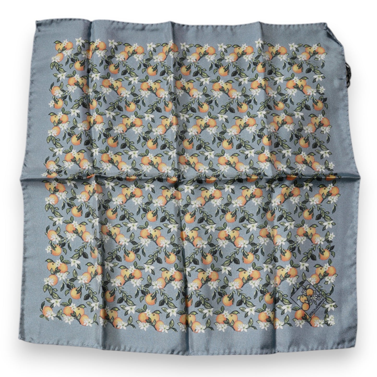 Dolce &amp; Gabbana Grau Orange Seidenquadrat Taschentuch Schal