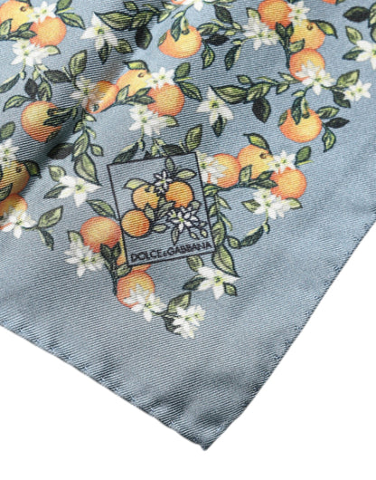 Dolce &amp; Gabbana Grau Orange Seidenquadrat Taschentuch Schal