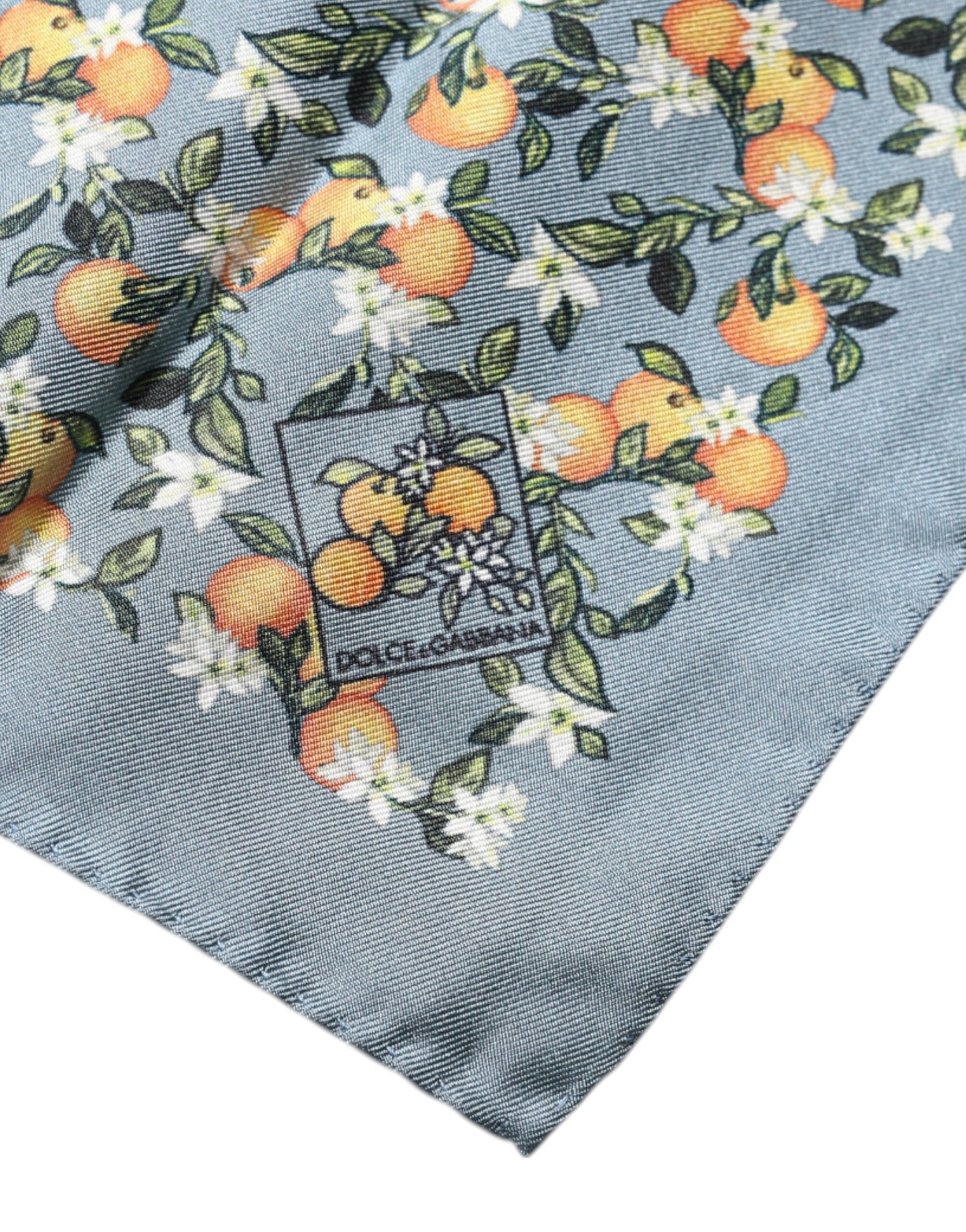 Dolce &amp; Gabbana Grau Orange Seidenquadrat Taschentuch Schal