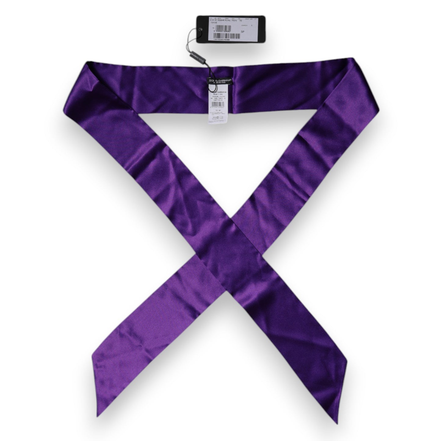 Dolce &amp; Gabbana – Violetter Foulard-Schal aus Satinseide mit schmalem Halsausschnitt