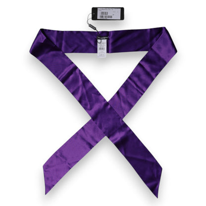 Dolce &amp; Gabbana – Violetter Foulard-Schal aus Satinseide mit schmalem Halsausschnitt