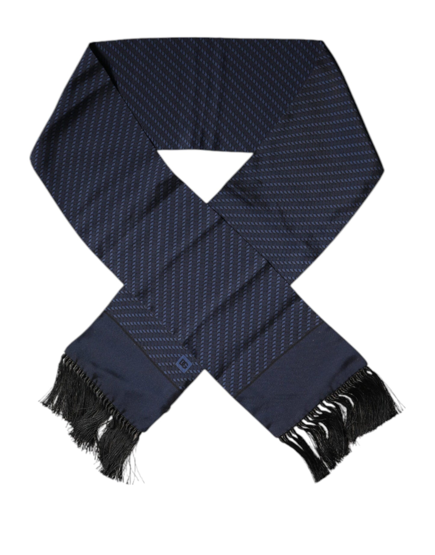 Dolce &amp; Gabbana – Dunkelblauer Wickelschal mit Fantasiefransen