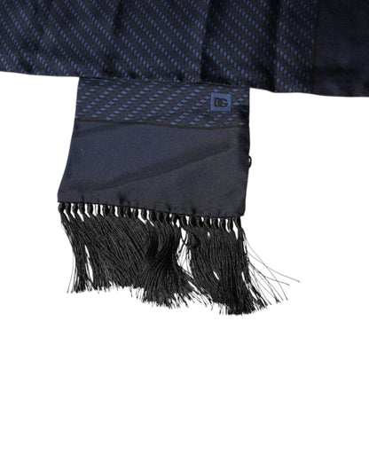 Dolce &amp; Gabbana – Dunkelblauer Wickelschal mit Fantasiefransen