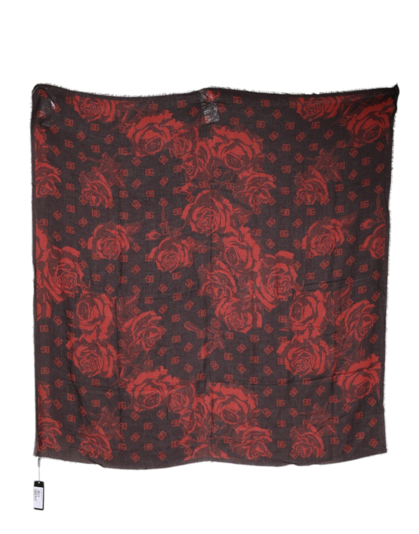 Dolce &amp; Gabbana – Schwarz-roter Wickelschal aus Modal mit Blumenmuster